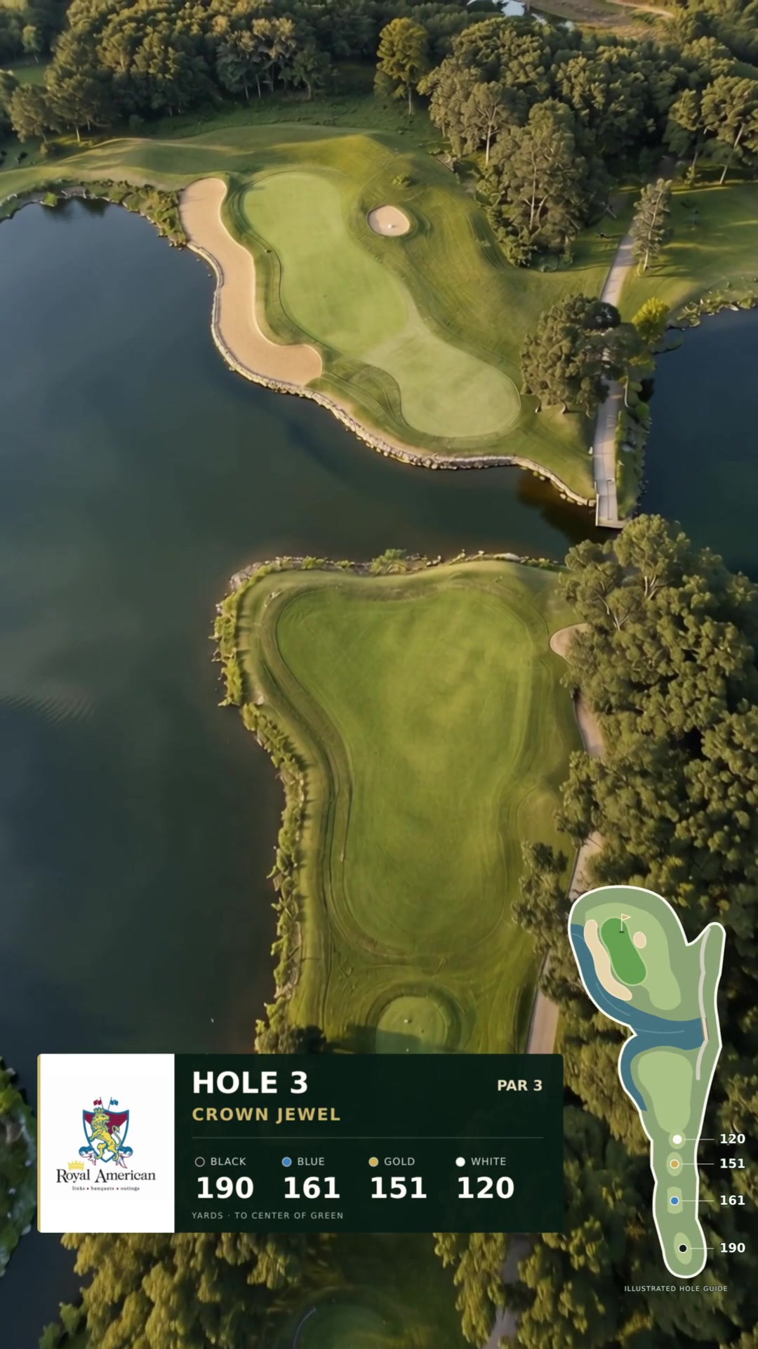 Finished portrait version of the same Royal American Links Hole 3 flyover